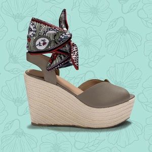 Leather Platform Espadrille Wedges
